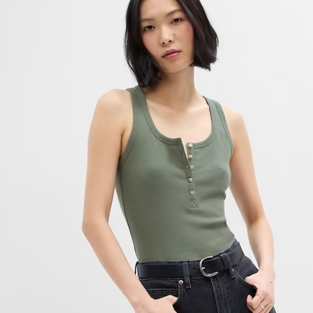 GAP Ribbed Henley Tank Top